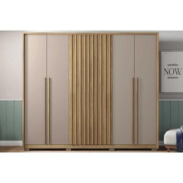 Imagem de Guarda Roupa Casal 6 Portas (2 Ripadas) E 6 Gavetas New Comodus Buriti/fendi - Caemmun