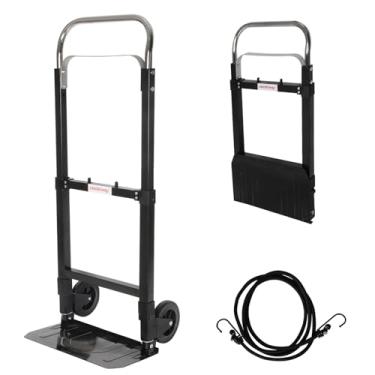 Imagem de LEADALLWAY Carrinho De Mão Dobrável Com Capacidade 220 Libras, Utilitário Aço Resistente Rodas Borracha Termoplástica E Corda Elástica Grátis, Portátil Para Casa/Escritório/Armazém