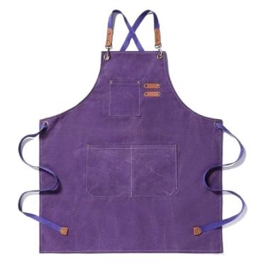 Imagem de Avental de trabalho para chefs, ceramistas, padeiros, bartenders, design unissex, alças ajustáveis, três bolsos grandes, ideal para cozinhar, assar, artesanato, mistura, versátil, adequado para homens