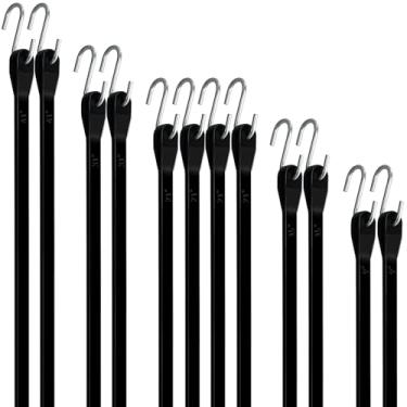 Imagem de SUGOOE Cordões elásticos de borracha com ganchos S, tiras de lona com 150% de elasticidade máxima, 100% cordas elásticas EPDM, 23 cm, 38 cm, 53 cm, 78 cm, 104 cm para carga, bicicletas, equipamentos