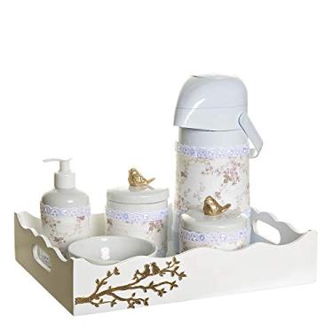 Imagem de Kit Higiene Pássaros Com 6 Peças e Capa Quarto Bebê Menina