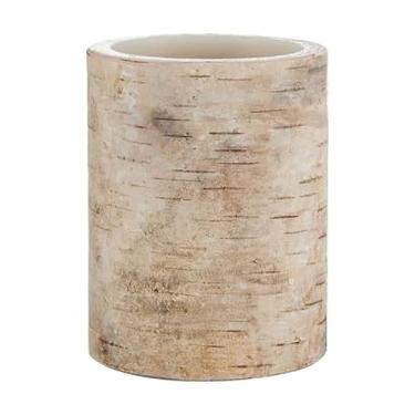 Imagem de Mikasa Vela de pilar sem chama LED de cera com aparência de bétula, peça central, decoração de casamento, decoração de férias