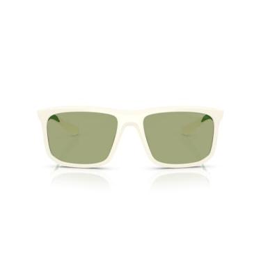 Imagem de Emporio Armani Óculos de sol masculinos quadrados de ajuste universal Ea4234u, Branco fosco/verde, 57 mm