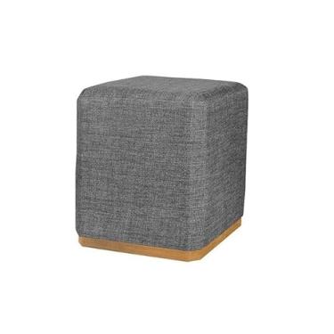 Imagem de Puff Quadrado Grande Cinza em Linho Luxo - Kazza Shop