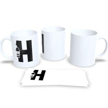 Imagem de Caneca de Porcelana Masculina Letra Inicial do Alfabeto (H)