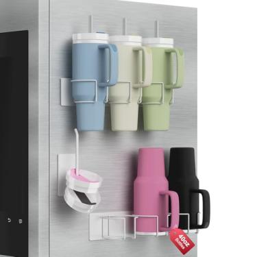Imagem de Suporte magnético Stanley para geladeira, organizador de garrafa de água para Stanley 1,134 g com organizador de tampa de copo, organizadores de despensa de cozinha e armazenamento para acessórios de