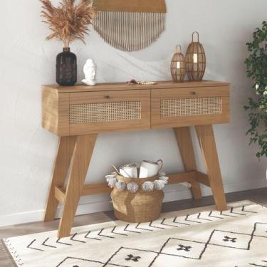 Imagem de Aparador Com 2 Gavetas Artely Trama Cor Carvalho Com Palha, Carvalho