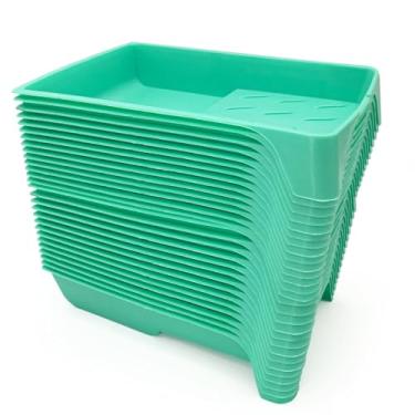 Imagem de Bandeja de tinta de 10 cm, pacote com 28 bandejas de rolo de tinta de plástico, bandeja de tinta descartável resistente, materiais e ferramentas de pintura doméstica resistente para rolos de pintura e