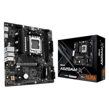 Imagem de ASRock Placa-mãe A620AM-X Micro-ATX soquete AMD AM5 suporta Ryzen 9000/8000/7000 DDR5 8000+ OC PCIe 4.0 2.5G LAN BIOS Flashback