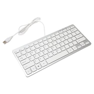 Imagem de Zhjvihx Teclado Com Fio USB, Indicador de LED de Teclas Sensíveis a Prata 13 Teclados de Tesoura 78 USB para Escritório