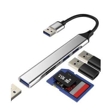Imagem de Hub USB TF adaptador de leitor de cartão SD (5 em 1) acessório de porta 3.0 para laptop, PC, extensão de cabo de computador, multiportas, memória, MacBook, pendrive, estação de ancoragem, dongle