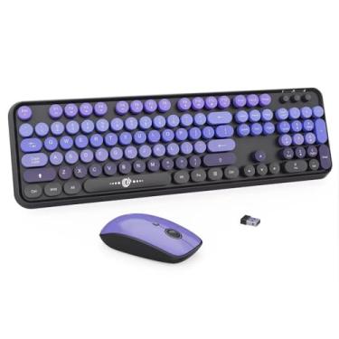 Imagem de Combo de teclado e mouse sem fio roxo