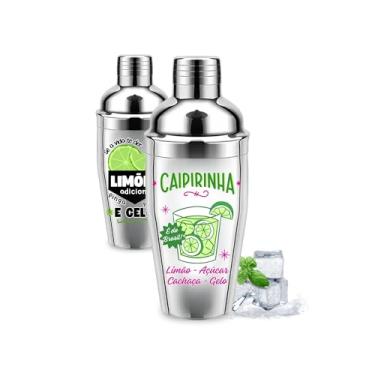 Imagem de 1 Coqueteleira Inox 500ml Estampada Com Tampa Caipirinha/Drinks Presente Criativo Profissional Bar (Caipirinha)