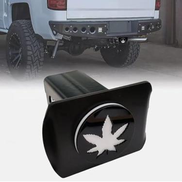 Imagem de Capa de engate de reboque de folha de maconha de metal para tampa de plugue de receptor traseiro de 5 cm de reboque SUV caminhonetes branca