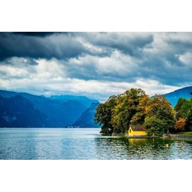 Imagem de Quadro Decorativo com Estampa Yellowsmall House Near Forest 40 x 40 Papel 2 unidades