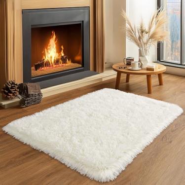 Imagem de Tapetes pequenos macios para corredores de quarto, tapetes de área de 5 x 7 cm para sala de estar, tapetes felpudos modernos tapete felpudo para meninos meninas dormitório berçário decoração de casa