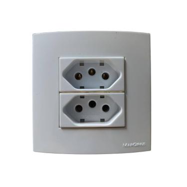 Imagem de Tomada Dupla Móveis Pedra Drywal Margirius 10/20A Branca