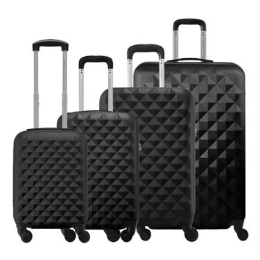 Imagem de Kit 4 Malas Rígidas de ABS 360° 8kg 10kg 23kg e 32kg com Cadeado Gladiador Diamond D1C4 (Preto)