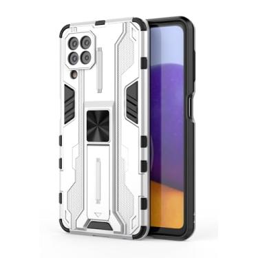 Imagem de SORAKA Capa para Samsung Galaxy A22 4G com suporte Capa de proteção resistente para Samsung Galaxy A22 4G Capa com placa de metal para suporte magnético para carro Capa Silm Fit