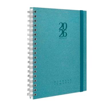 Imagem de Agenda Planner Semanal Plus 2026 Solid Glitter Metallic Azul Topázio