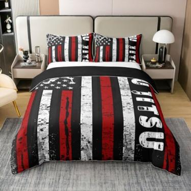 Imagem de Manfei Capa de edredom de algodão Jiu Jitsu para adolescentes, atleta de luta livre, jogo esportivo brasileiro, respirável, sem enchimento, bandeira americana retrô, hippie, graffiti, preto e vermelho