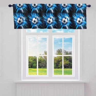 Imagem de Feelyou Cortinas de futebol americano para sala de estar quarto 1 painel 132 x 30 cm cortinas de cozinha tie dye azul sanefas para crianças, meninos, meninas, jogos de bola, para janelas, banheiro,