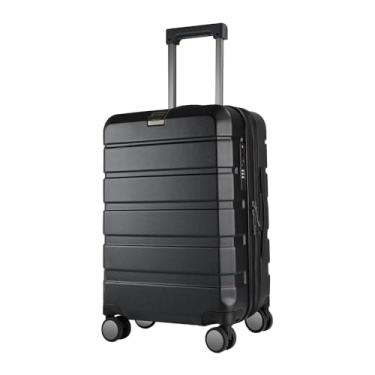 Imagem de Mala de Mão 20" Rígida Preta, Porta USB, Trava TSA, 4 Rodas Giratórias Silenciosas, Estrutura Rígida 100% PC, Compartimentos Internos Organizadores Ideal para Viagens