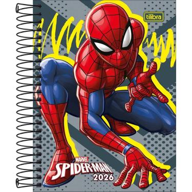 Imagem de Tilibra - Agenda Espiral Diária 11,7 x 16,4 cm Spider-Man 2026 - Fundo Cinza