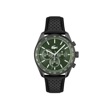 Imagem de Lacoste Boston Relógio cronógrafo masculino, pulseira de couro, resistente à água até 5 ATM/50 metros, relógio clássico para homens, 42 mm, Preto