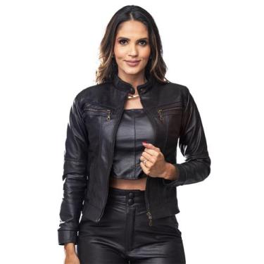 Imagem de Jaqueta de Couro Feminina Dallas - IGNE BULL, M, Preto