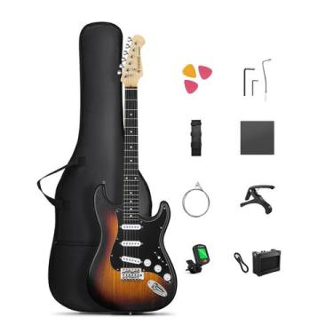 Imagem de Guitarra elétrica Donner DST-80 99cm com amplificador e acessórios ver