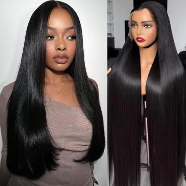 Imagem de Perucas Zlzlblbl, lisas, 100% cabelo humano, 13x6, renda frontal, 20 p