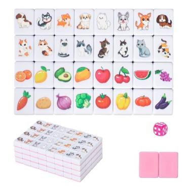 Imagem de Conjunto de blocos de Mahjong GRACIAS para 4 jogadores com 128 peças r