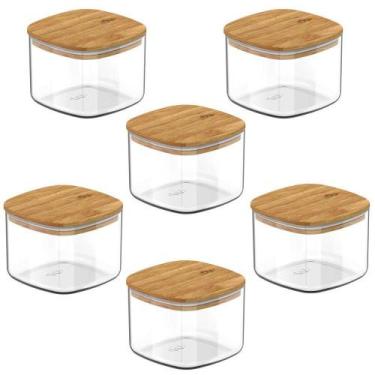 Imagem de 6X Pote Hermetico Cozinha 450Ml Ou Keep Com Tampa De Bambu