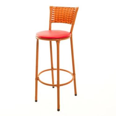 Imagem de Banqueta Alta Encapada Junco IMBUIA Area de Lazer Cozinha Balcão - ESP