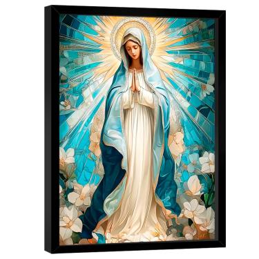 Imagem de Quadro Decorativo Nossa Senhora Aparecida Branco e Azul