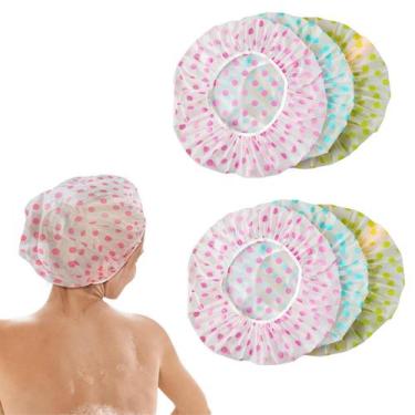 Imagem de Kit 6 Toucas Plástica Para Banho Impermeável C/ Elástico Ajustável Reu
