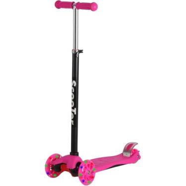 Imagem de Patinete Regulável Infantil Azul | Rosa | 4 Rodinhas Com Led Para Crianças Até 60Kg (ROSA)