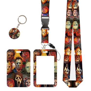 Imagem de Porta-crachá de identificação engraçado de terror com cordão retrátil carretel de crachá de filme de terror cordões de presentes, chaveiro, etiqueta de nome, cartão de identificação, protetor de aluno
