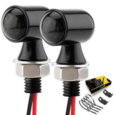 Imagem de TSUNG Mini LED seta de motocicleta micro pisca-pisca pequeno indicador dianteiro traseiro compatível com Harley Davidson Honda Kawasaki Suzuki Triumph Yamaha Cruiser Choppers bicicleta de rua (lente