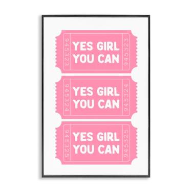 Imagem de Stupell Industries Yes Girl You Can Tickets Arte giclée emoldurada preta, design por Lettered and Lined, 24 x 16