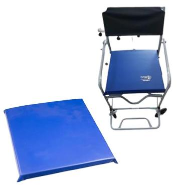 Imagem de Almofada Estofada para Cadeira de Banho, 45 x 45 cm, Impermeável, Courvim Azul, Suporta até 130 kg