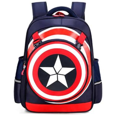 Imagem de Mochila Escolar Infantil 43cm Yunniel Capitão America para Crianças, Azul Escuro