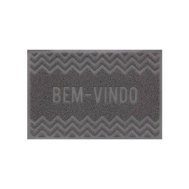Imagem de Capacho De Porta Pvc Antiderrapante 60x40cm - Zig Zag Cinza
