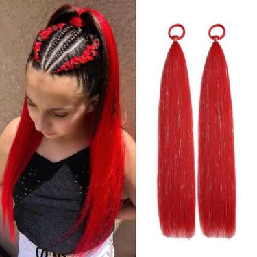 Imagem de Extensões de cabelo Lalridio Red Ponytail 51 cm Tinsel 20"