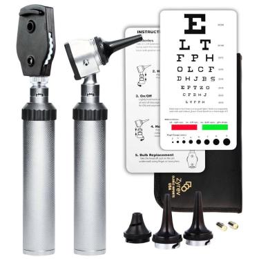 Imagem de Conjunto de Otoscópio ZetaLife, Profissional, ZYREV, Prateado