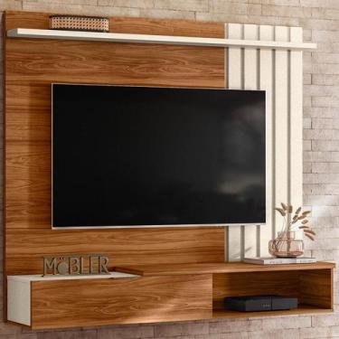 Imagem de Estante Home Suspenso Vegas Cinamomo Mel/Perola Metalizado - Mobler