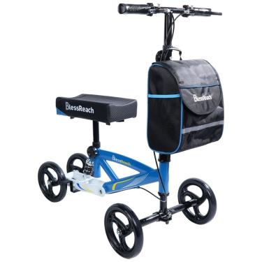 Imagem de Andador de Joelho Direcionável até 136 kg com Freio Traseiro Duplo na Roda e Absorção de Choque, BlessReach, Azul