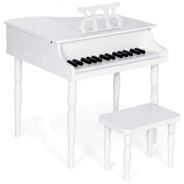 Imagem de Piano de Cauda Infantil com 30 Teclas e Banco para Crianças de 1 a 5 Anos, Best Choice, Branco