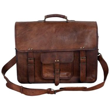 Imagem de KPL Bolsa, Pasta de Couro de Flor Integral para Laptop Masculina, KOMALS PASSION LEATHER AJ UJIA S84U, Marrom